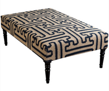 Load image into Gallery viewer, Khaki and Navy Handwoven Ottoman