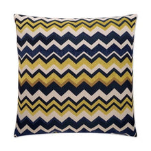 Load image into Gallery viewer, Blue And Yellow Zig Zag Pillow