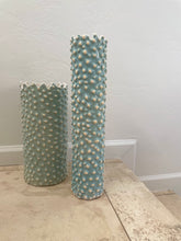Load image into Gallery viewer, Aqua Glaze Popcorn Vase Tall