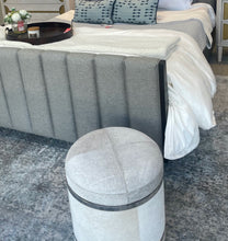 Load image into Gallery viewer, Grey Soft Fur Chrome Stool