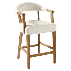 Light Wood Tufted Barstool