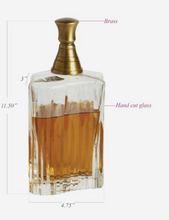 Load image into Gallery viewer, Glass Decanter With Antique Brass Topper
