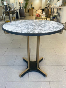 Italian White Marble And Brass Bistro Table