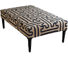 Load image into Gallery viewer, Khaki and Navy Handwoven Ottoman
