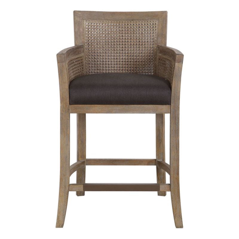 Brown Rattan Counter Barstool