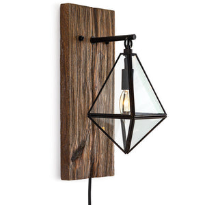 Wood Base With Iron Sconce