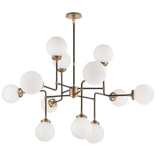Load image into Gallery viewer, Brass Chandelier With White Glass
