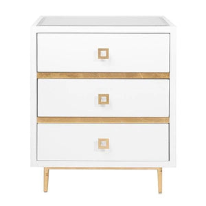 White Gold Leaf Accent Nightstand
