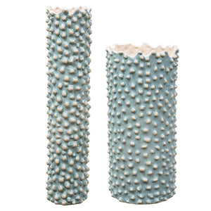 Aqua Glaze Popcorn Vase Tall