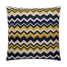 Load image into Gallery viewer, Blue And Yellow Zig Zag Pillow
