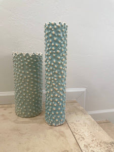 Aqua Glaze Popcorn Vase Tall