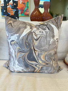 Grey Mustard Marble Pillow