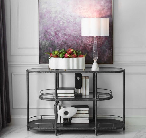 Grey Glass Bar Console