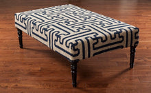 Load image into Gallery viewer, Khaki and Navy Handwoven Ottoman
