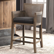 Load image into Gallery viewer, Brown Rattan Counter Barstool
