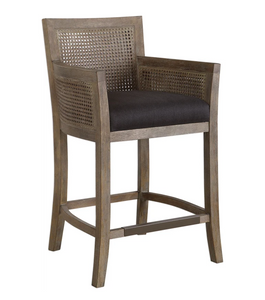 Brown Rattan Counter Barstool