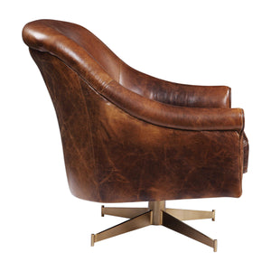 Brown Leather Swivel Chair