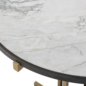 Italian White Marble And Brass Bistro Table